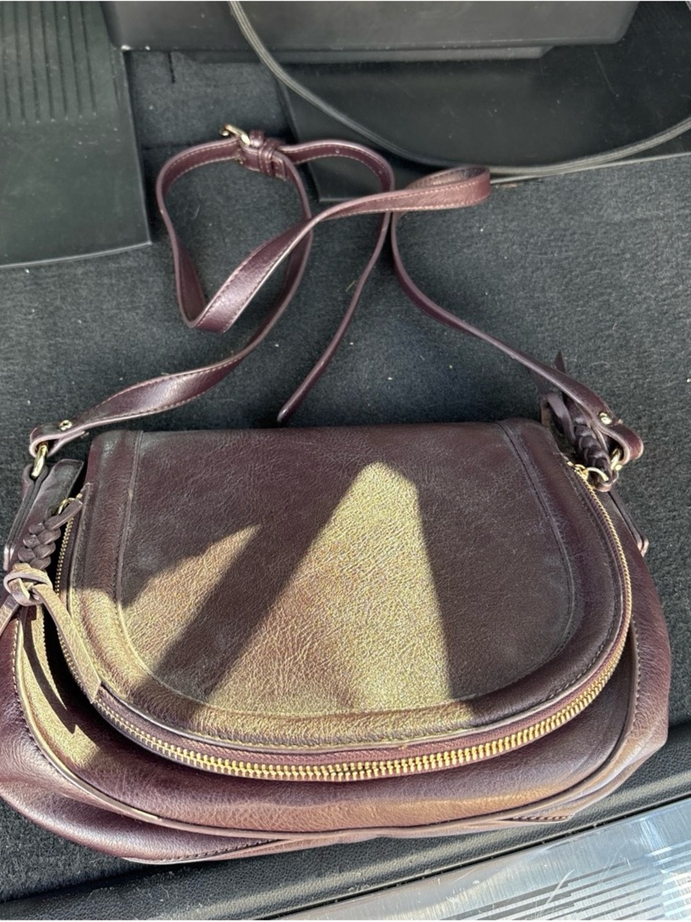Women’s Crossbody Saddle Bag in Dark Purple